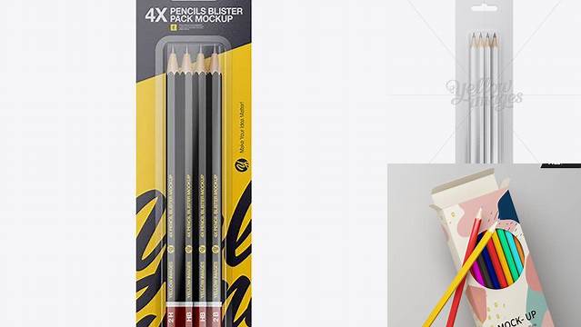 7830+ Blister Pack of 4 Pencils PSD Mockup Download Professional PSD