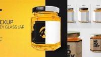 7833+ Clear Glass Honey Jar PSD Mockup High-Angle Shot PSD for Creative Projects