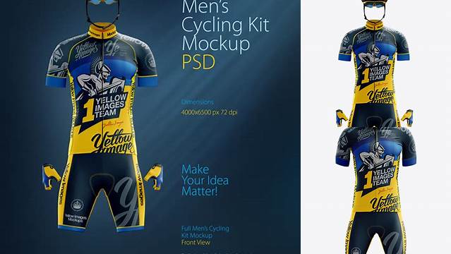 7833+ Men’s Cycling Kit PSD Mockup Front View Elegant Free Graphic Resource