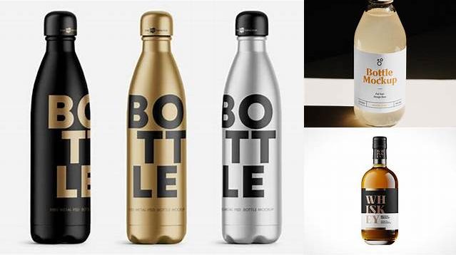 7836+ 500ml Bottle with Glossy Label PSD Mockup Stylish PSD for Free