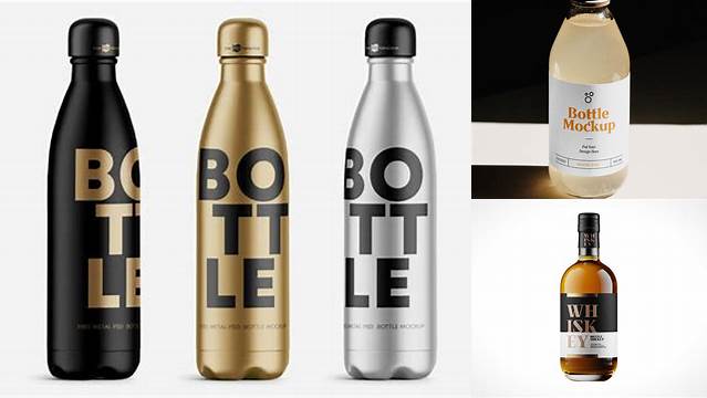 7836+ 500ml Bottle with Glossy Label PSD Mockup Stylish PSD for Free