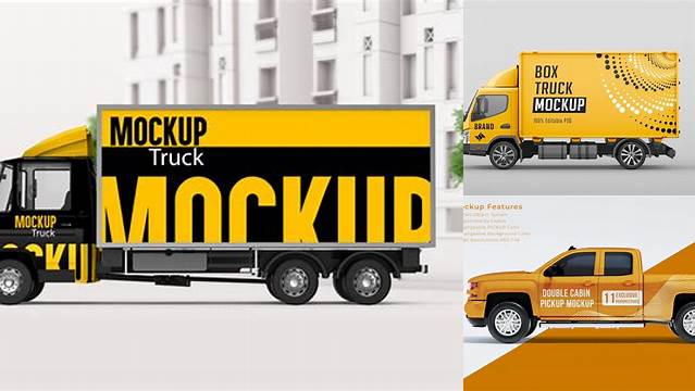 7838+ Truck PSD Mockup Side View Elegant and Stylish Free PSD