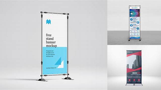 7842+ Banner Stand PSD MockupHalf Side View Editable Mockup PSD