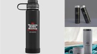 7842+ Textured Metallic Thermos PSD Mockup PSD Free Download