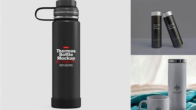 7842+ Textured Metallic Thermos PSD Mockup PSD Free Download