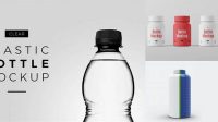 7843+ Matte Plastic Bottle PSD Mockup Front View Advanced Photoshop Design Free