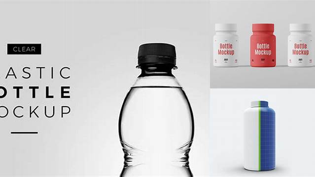 7843+ Matte Plastic Bottle PSD Mockup Front View Advanced Photoshop Design Free