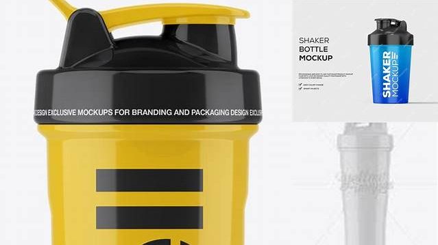 7845+ Glossy Shaker Bottle Front View Advanced Editable PSD