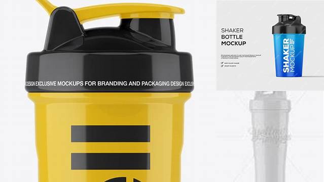 7845+ Glossy Shaker Bottle Front View Advanced Editable PSD