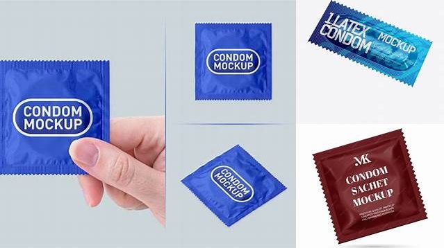 7847+ Rectangle Condom Sachet PSD Mockup Halfside View Free Editable Photoshop Template