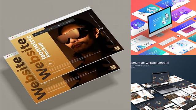 7849+ Isometric Website Mockup PSD Free Download