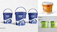 7849+ Plastic Paint Bucket PSD Mockup Front view High-Angle Shot Versatile Mockup for Designers