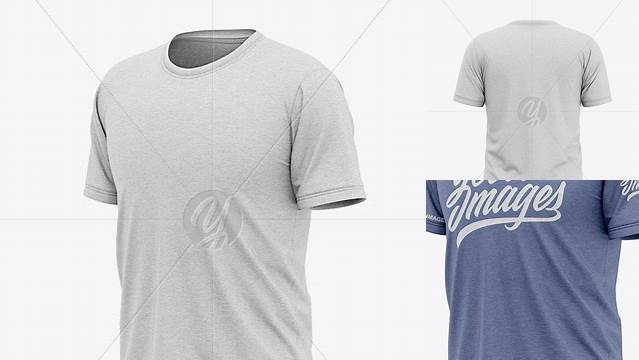 785+ Men’s Heather Short Sleeve T-Shirt PSD Mockup Front View High-Resolution Editable PSD