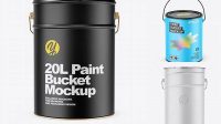 7851+ 20L Matte Paint Bucket PSD Mockup High-Quality Design Free PSD