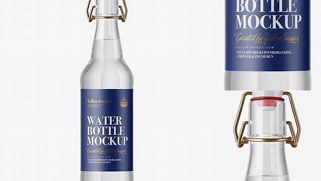 7851+ Clear Glass Beugel Water Bottle PSD Mockup Advanced Photoshop Template