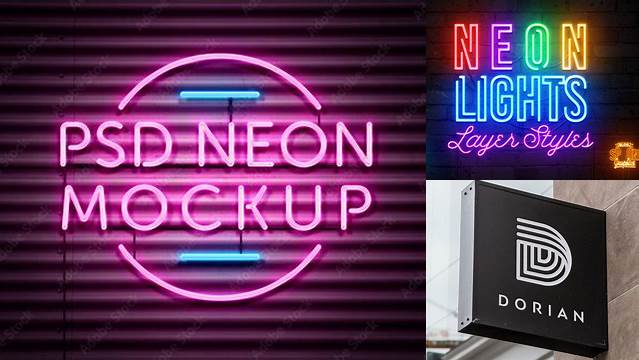 7855+ Mock Up Neon Box Layered Photoshop Template