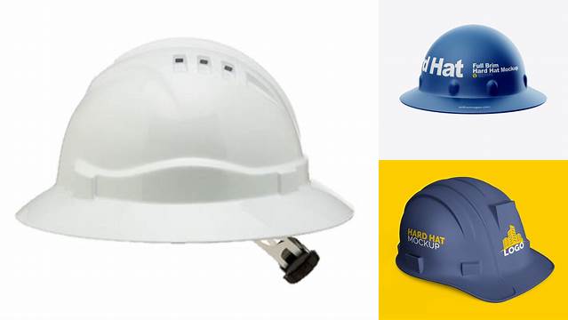 7858+ Full Brim Hard Hat PSD Mockup Front View Customizable Photoshop Template