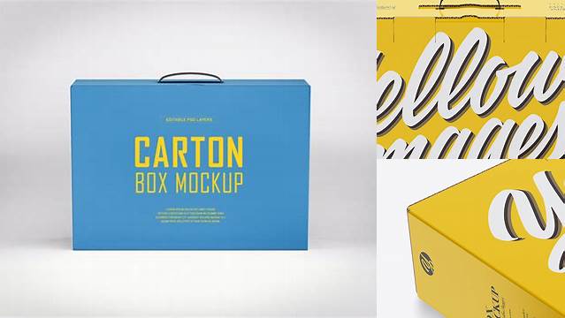 7860+ Glossy Carton Box With Handle PSD Mockup Frotn View High-Angle Shot Smart Layer Mockup Free