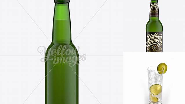 7861+ 33cl Long Neck Green Glass Bottle PSD Mockup Exclusive PSD Design Freebie