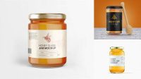 7861+ Glass Raw Honey Jar PSD Mockup Front View Editable Design PSD File