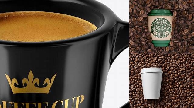 7865+ Glossy Coffee Cup With Coffee Beans PSD Mockup Unique High-Resolution PSD