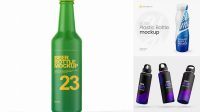 7869+ Matte Bottle With Drink PSD Mockup Front View Professional PSD Mockup