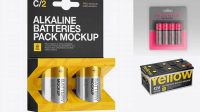 787+ 2 Pack Battery C PSD Mockup Halfside View Fully Editable PSD Template