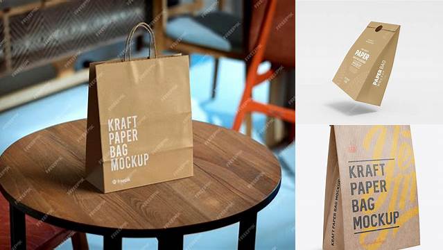 7874+ Kraft Paper Bag PSD Mockup Halfside View Professional Editable Freebie PSD