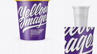 7875+ Matte Sour Cream Container PSD Mockup Easy Editable