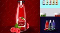 7876+ Clear Bottle with Raspberry Juice PSD Mockup Premium Mockup Freebie