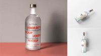 7876+ Frosted Glass Bottle With Pink Liquor PSD Mockup Custom Design Freebie PSD