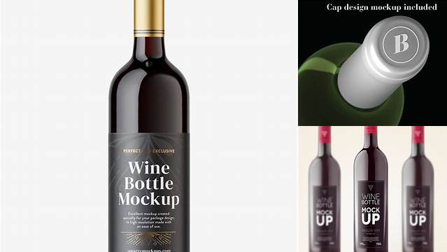 7876+ Green Glass Bottle with Red Wine PSD Mockup Creative Photoshop Resources