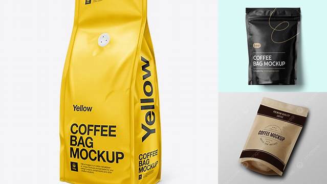 7877+ Coffee Bag with Valve Mock-Up High-End PSD Download