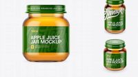 7880+ Baby Apple Juice Small Jar PSD Mockup High-Angle Shot Advanced Photoshop Design Free