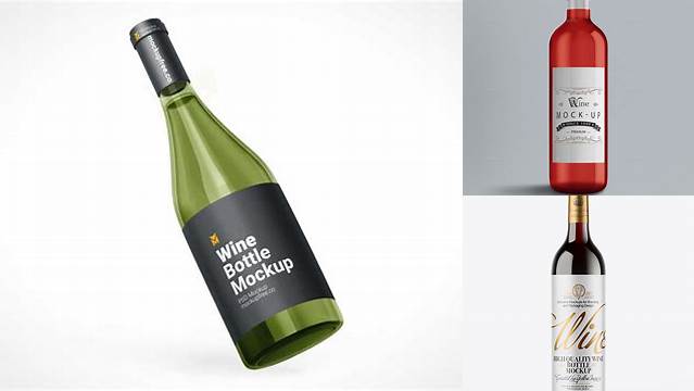 7881+ Antique Green Glass Wine Bottle PSD Mockup Versatile and Elegant PSD File