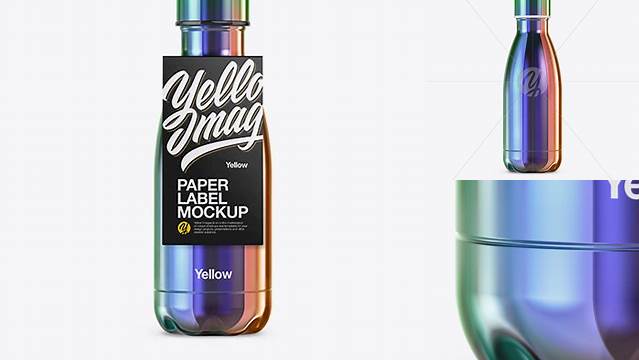 7886+ 250ml Chameleon Stainless Steel Bottle with Label PSD Mockup Unique High-Resolution Design Freebie