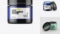 7887+ Dark Blue Glass Cosmetic Jar PSD Mockup Editable Photoshop File