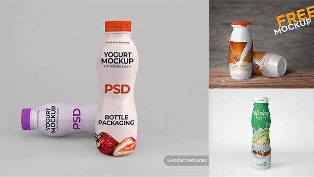 7893+ Square Yogurt Bottle PSD Mockup Editable Photoshop File