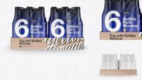 7894+ Kraft Tray with 6 Bottles Packs PSD Mockup Front View High-Quality Digital Mockup Resource