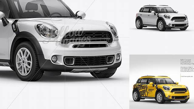 7896+ Mini Cooper Countryman PSD Mockup Front 3/4 View Fully Layered Photoshop Freebie