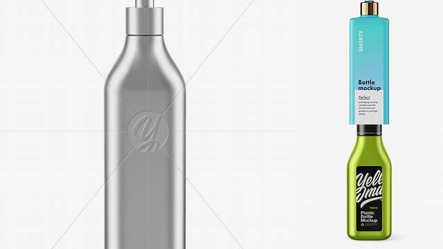 7898+ Matte Metallic Square Bottle With Pump PSD Mockup Customizable PSD Templates