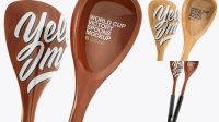 7899+ Wooden World Cup Victory Spoons PSD Mockup Half Side View High-Angle Shot Editable Photoshop File