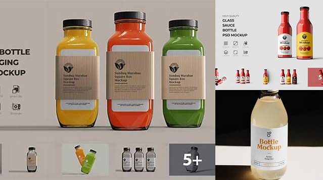 7906+ Glass Bottle PSD Mockup Front View Editable Graphic Design Files