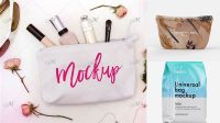 7906+ Glossy Cosmetic Bag PSD Mockup Front View Professional Design PSD