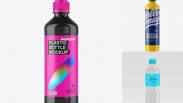 7909+ 500ml Glossy PET Bottle PSD Mockup High-End Creative PSD Template