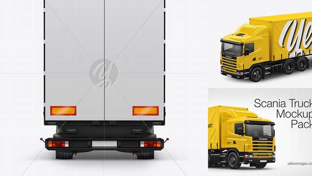 791+ Scania Truck PSD Mockup Back View Modern PSD Templates