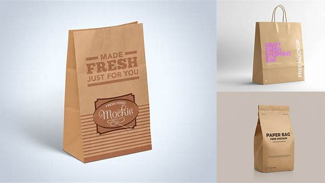 7910+ Kraft Paper Snack Bag PSD Mockup Half Side View For Free Download