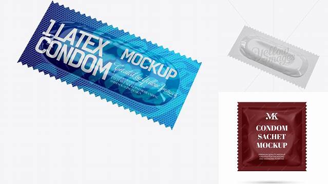 7910+ Rectangle Condom Sachet PSD Mockup Halfside View Editable Graphic Free PSD