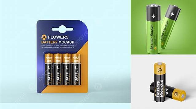 7912+ 4 Pack Battery AA PSD Mockup Front View Modern Design PSD Resource Free Download