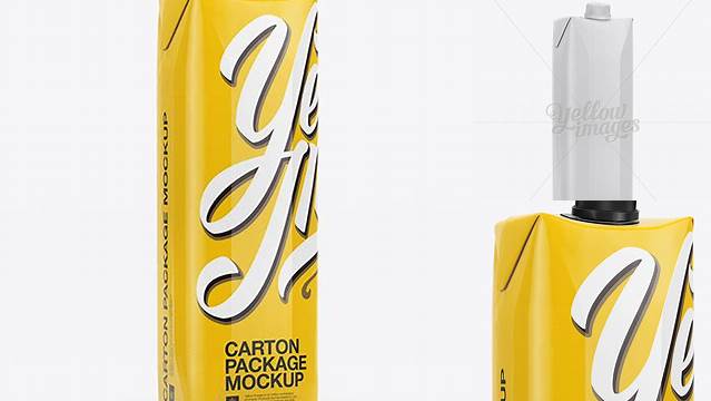 7913+ 1L Glossy Carton Box PSD Mockup Half Side View High-Resolution Graphic